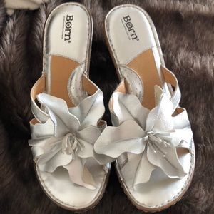 Born silver heeled slides